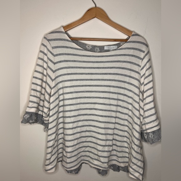 Anthropologie Eri and Ali cream and gray sweater size large. - Picture 1 of 8